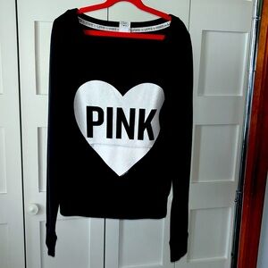 Pink size XS black over the shoulder sweatshirt